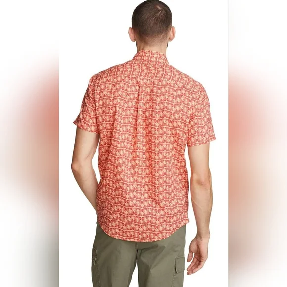 NWT - Eddie Bauer Mens Classic Short Sleeve Baja Shirt – Fox Print – Size M - Picture 2 of 16